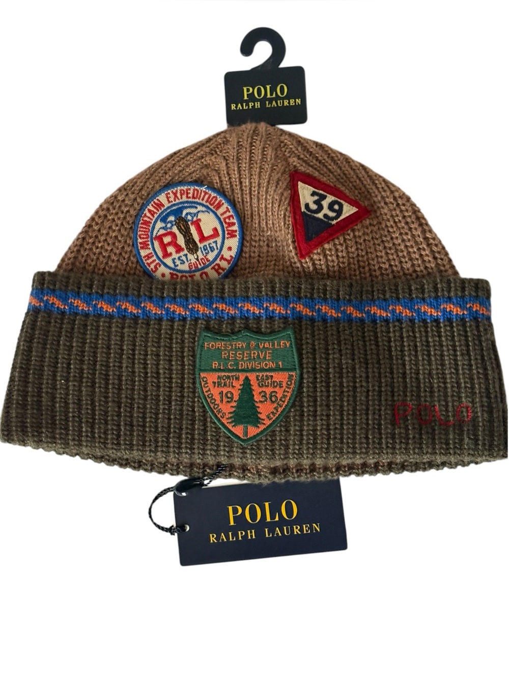 Polo Ralph Lauren Knit beanie Hat Outdoor Expedition Series 3 Labels OS